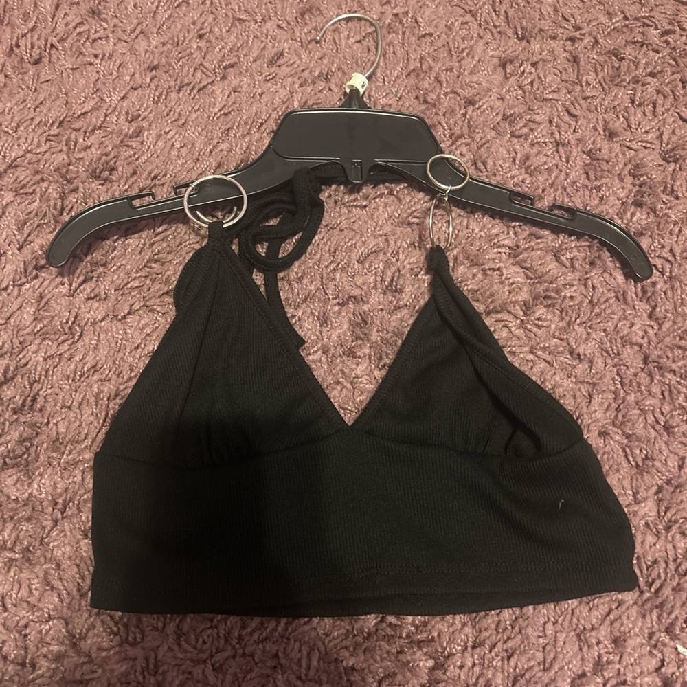 black cami with ring detail